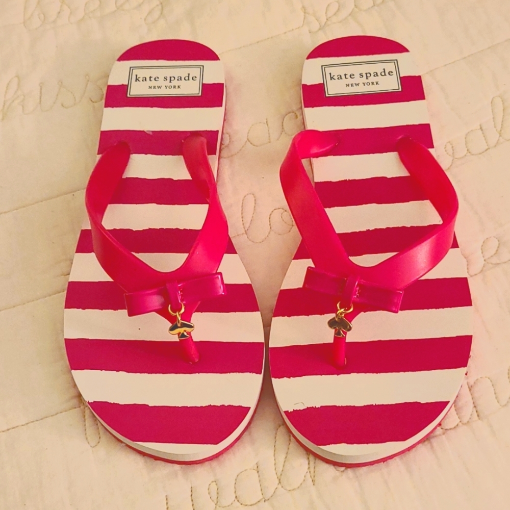 Kate Spade Pink Stripe Flip Flops